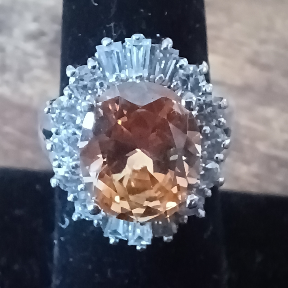 Women's Silver Crystal Statement Ring - image 2